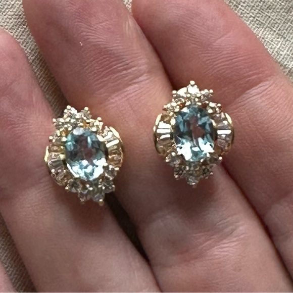 Jewelry - Blue Topaz & Rhinestone Earrings